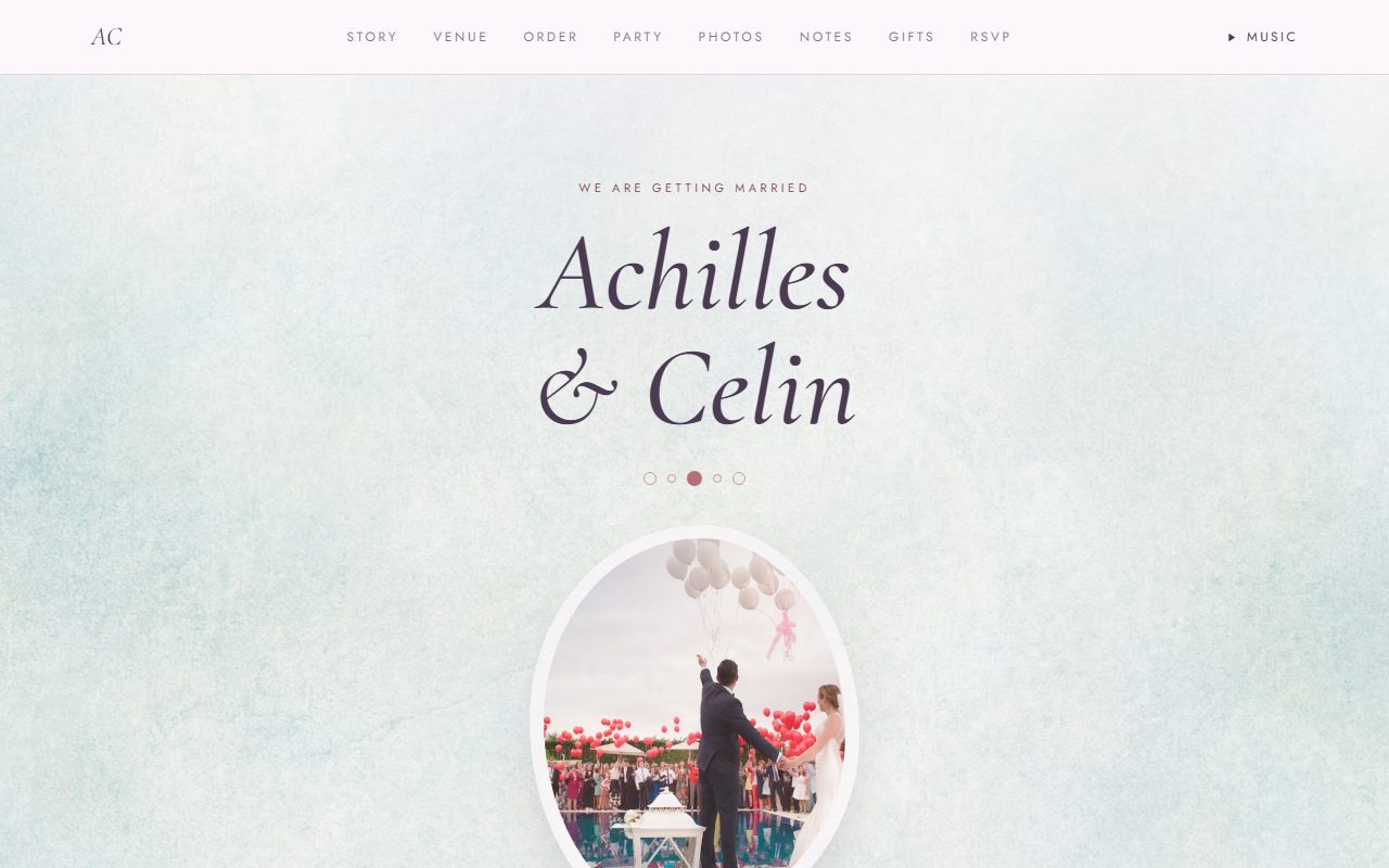 Aquarelle sample wedding website