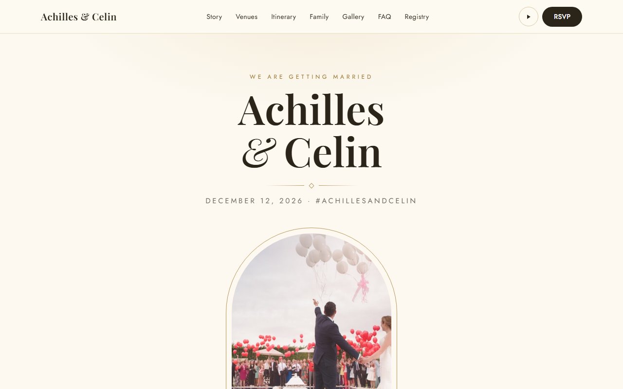 Aurelius sample wedding website