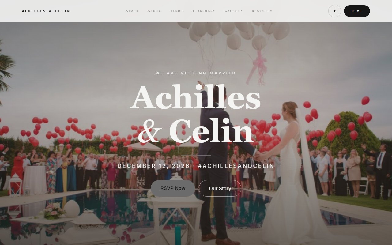 Etheria sample wedding website