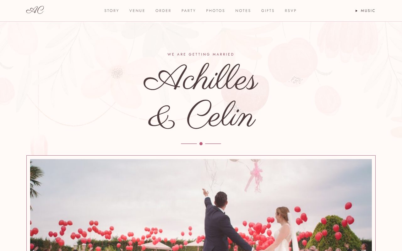 Flora sample wedding website