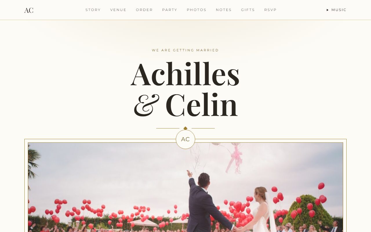 Heirloom sample wedding website