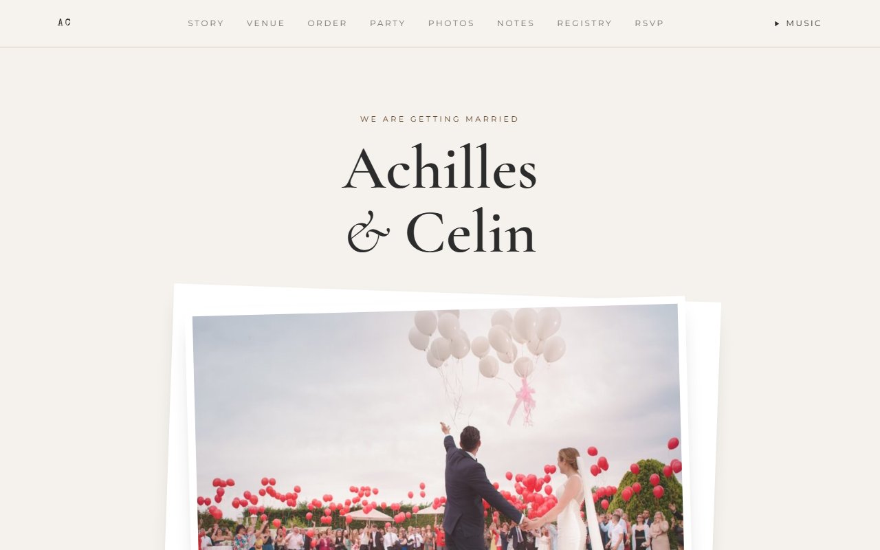 Keepsake sample wedding website