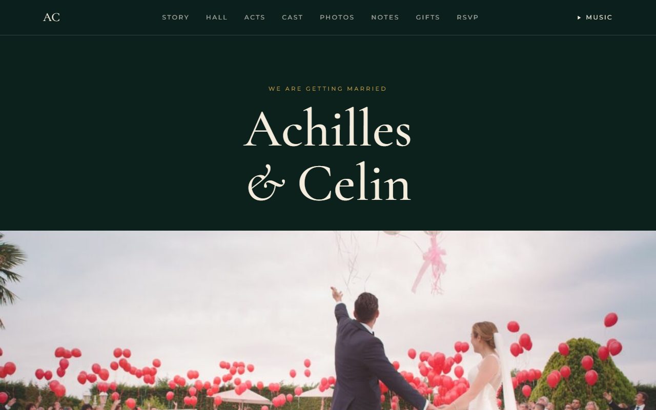 Serenade sample wedding website
