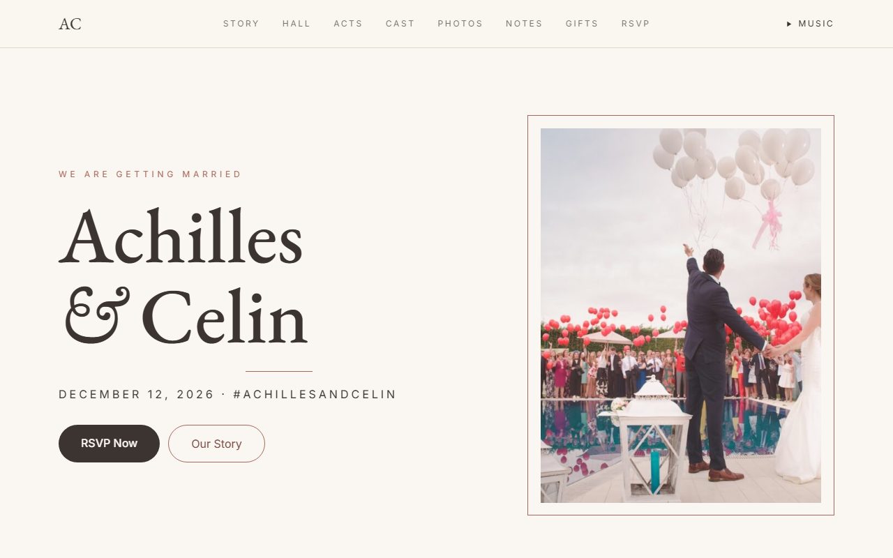 Sonnet sample wedding website