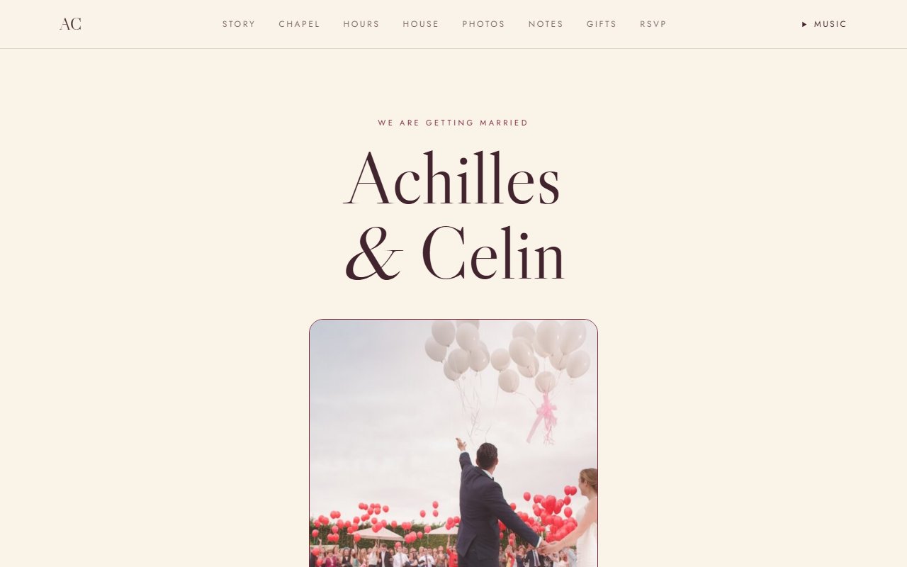 Velvet sample wedding website